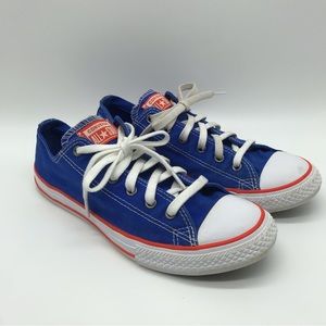 Converse Chuck Taylor All Star Low Top Canvas Blue Red Shoes Sz 6 Junior 660104f